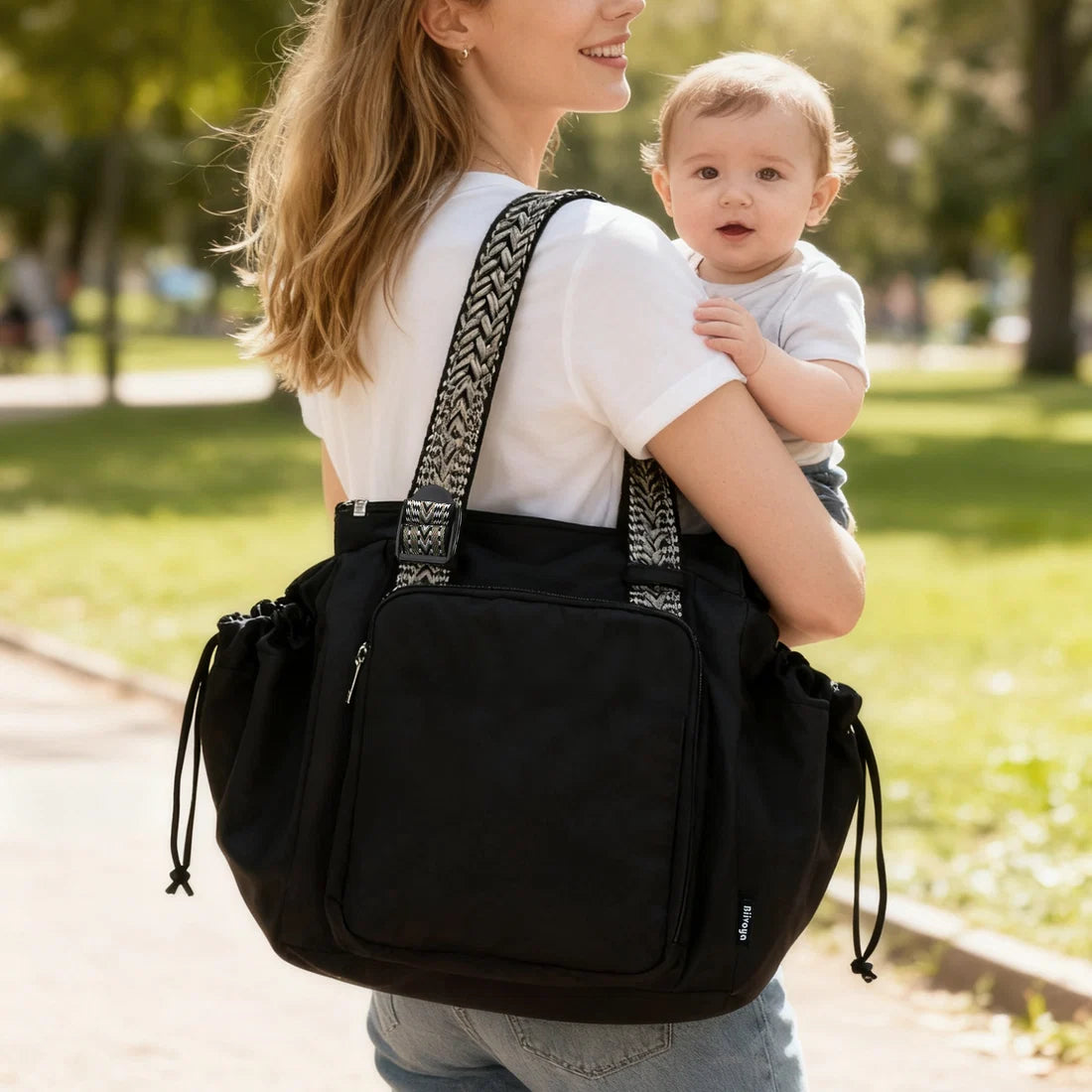 Bolso Tote De Lujo Multi-funcional para viajes & pañales (Edición con asas estampadas)