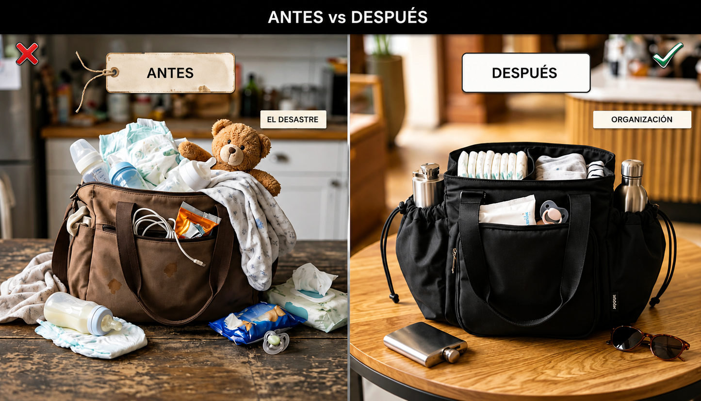 Bolso Tote De Lujo Multi-funcional para viajes & pañales (Edición con asas estampadas)