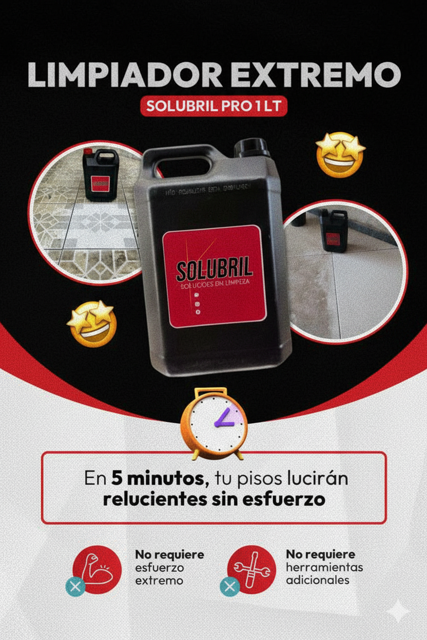 🧼SOLUBRIL SOLUCIÓN LIMPIA TODO - 1Litro Remueve oxido - sarro - moho , Aroma lavanda