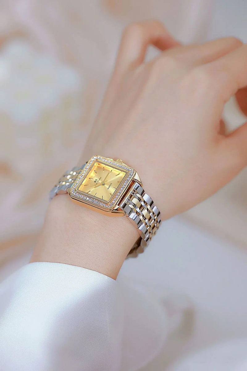 ⏰💎 Reloj de Mujer BS Bee Sister 1754 – Diseño Cuadrado de Cuarzo en Acero Inoxidable ✨💧