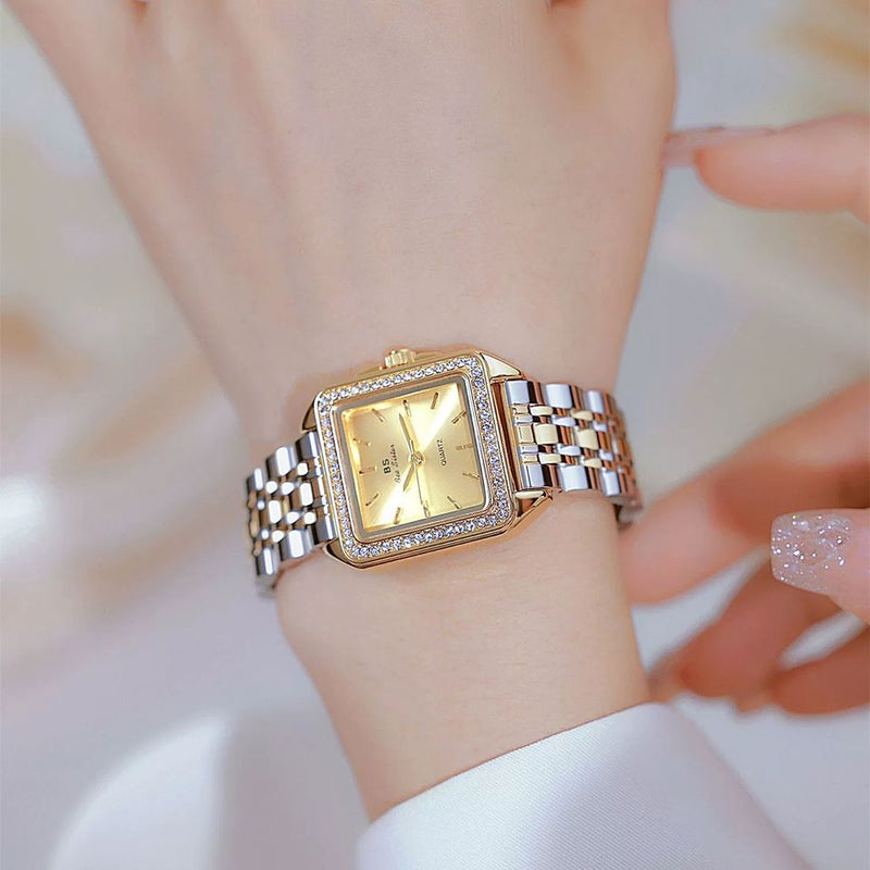⏰💎 Reloj de Mujer BS Bee Sister 1754 – Diseño Cuadrado de Cuarzo en Acero Inoxidable ✨💧