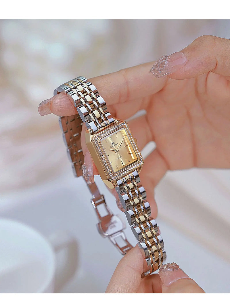 ⏰💎 Reloj de Mujer BS Bee Sister 1754 – Diseño Cuadrado de Cuarzo en Acero Inoxidable ✨💧