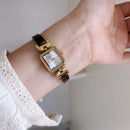 ⏰✨ Reloj de cuarzo para mujer | Diseño cuadrado ámbar 💎 joyería elegante y casual