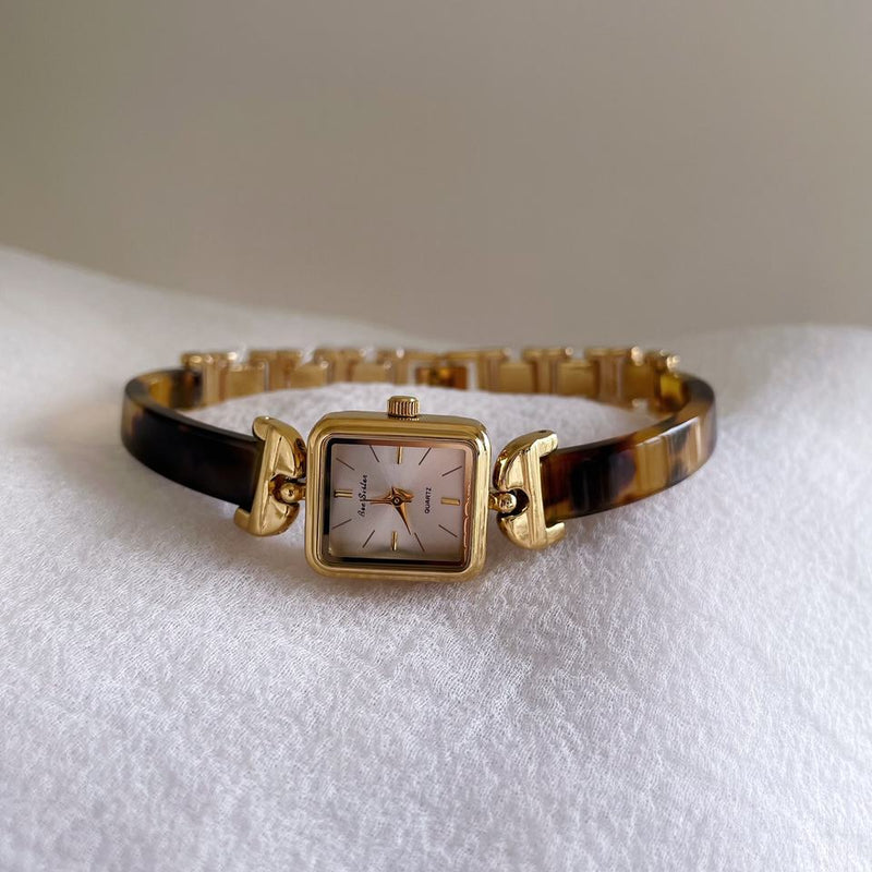 ⏰✨ Reloj de cuarzo para mujer | Diseño cuadrado ámbar 💎 joyería elegante y casual