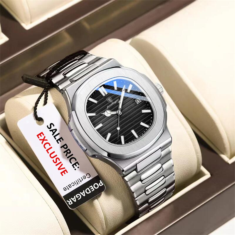 ⌚ Reloj POEDAGAR Silver Black – Elegancia que impone