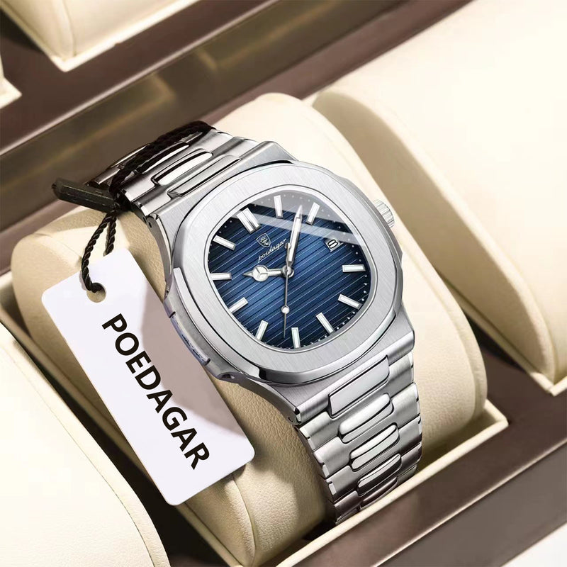 ⌚ Reloj POEDAGAR Silver Blue – Elegancia que impone