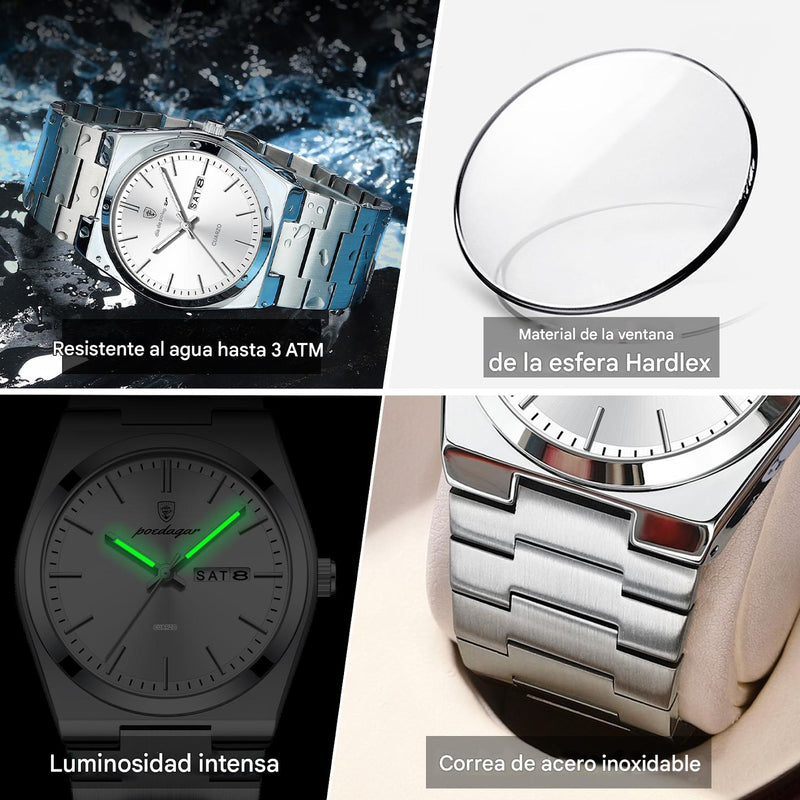 🕰️ Reloj POEDAGAR 930 Silver White – Elegancia Atemporal, Estilo Moderno