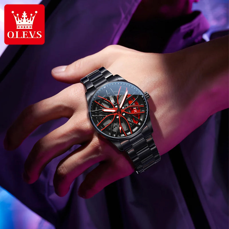 🏎️⌚RELOJ OLEVS WHEEL RACING DE ALTO RENDIMIENTO®️(Inspirado en Rolex - Lamborghini- Ferrari)